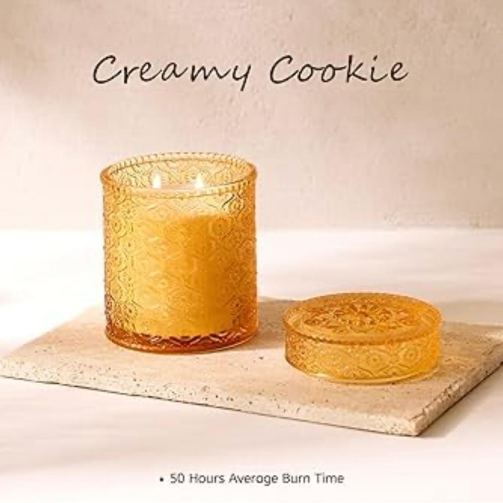 Vintage Style Amber Glass Jar Creamy Cookie Scented Soy Candle 15.87 Oz/ 50 hr - Picture 4 of 4
